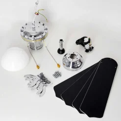 Ventilateur De Plafond Valletta Chrome, Noir, Blanc, 1 Lumiere