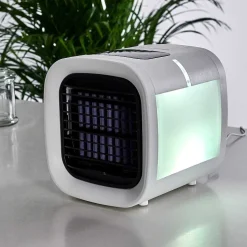 Ventilateur De Table Chania Led Noir, Blanc, 1 Lumiere, Changeur De Couleurs