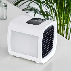 Ventilateur De Table Chania Led Noir, Blanc, 1 Lumiere, Changeur De Couleurs