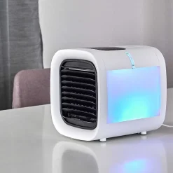 Ventilateur De Table Chania Led Noir, Blanc, 1 Lumiere, Changeur De Couleurs