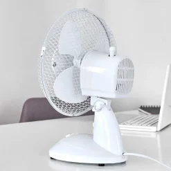 Ventilateur De Table Sopot Chrome, Blanc