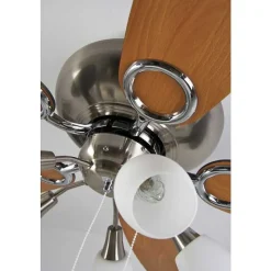 Ventilateur Globo Jerry Chrome, Acier Inoxydable, Nickel Mat, 5 Lumieres