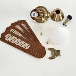 Ventilateurs De Plafond Morea Vieux Laiton, Bois Fonce, 1 Lumiere